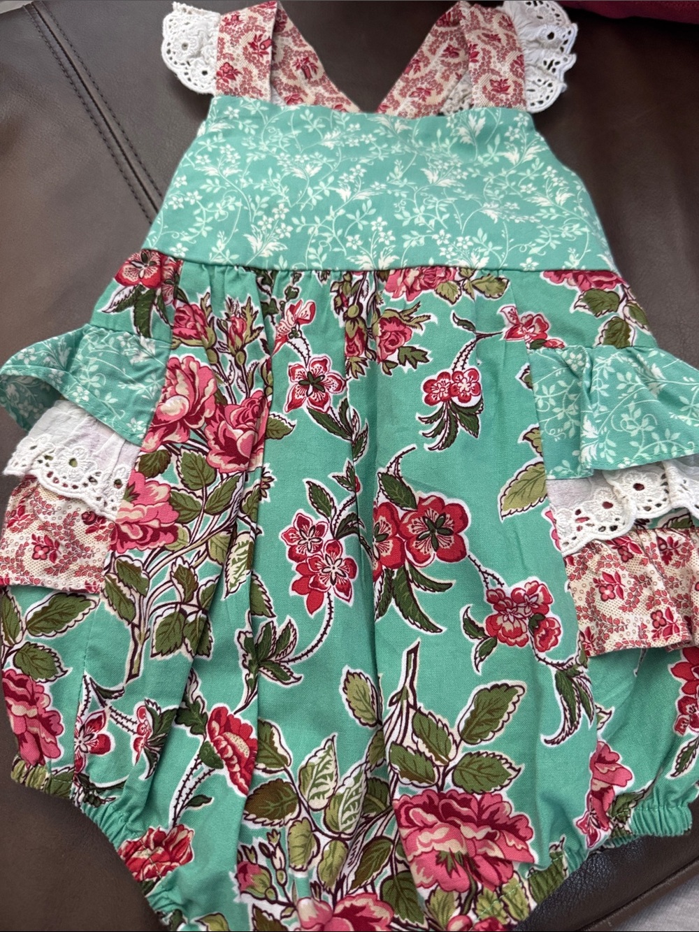 Kids Floral Bubble One-Piece - Teal & Pink